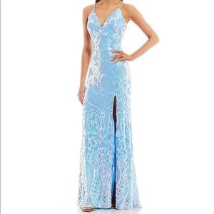 Blonde nites baby blue formal dress